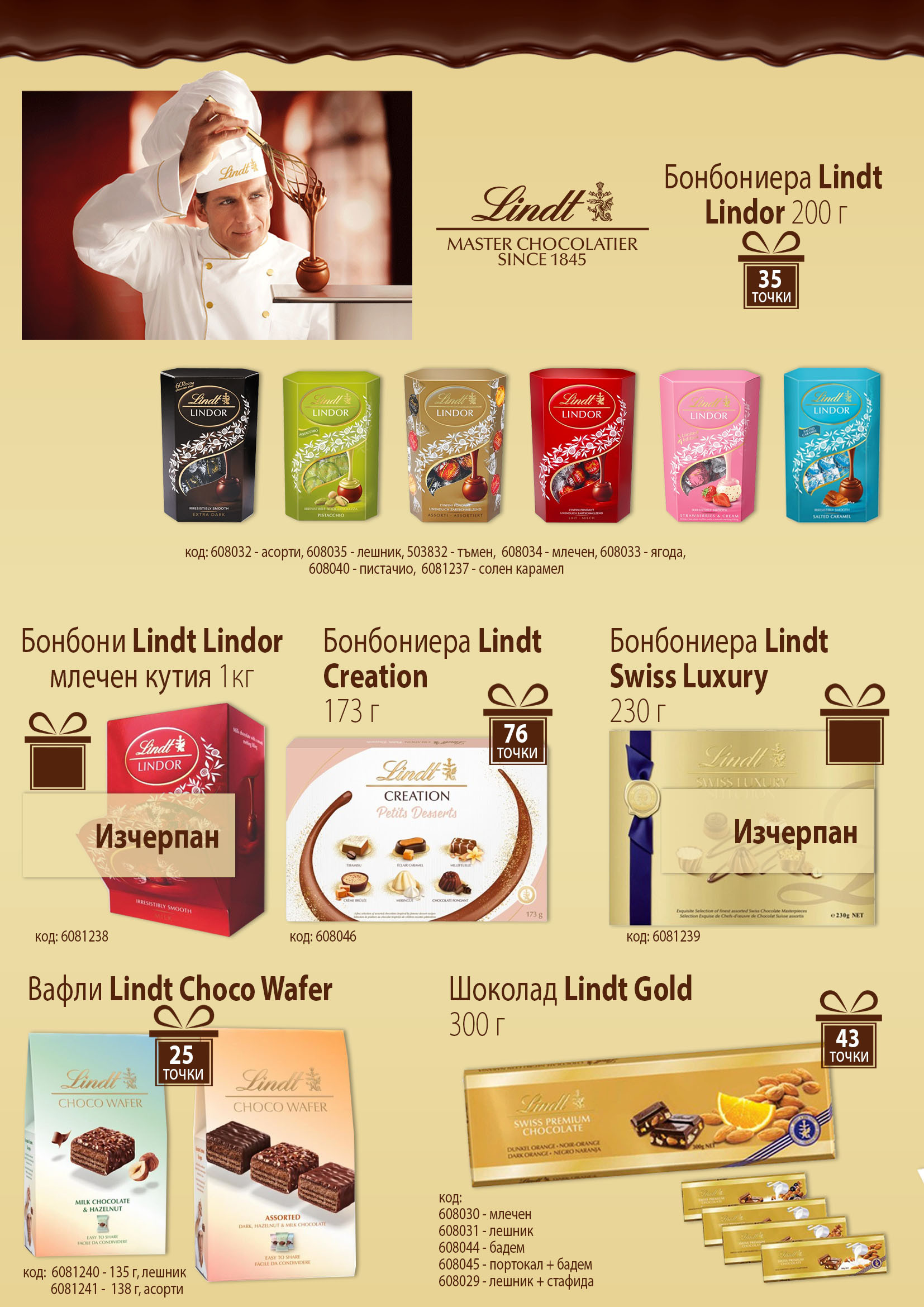 Шоколади и бонбони Lindt