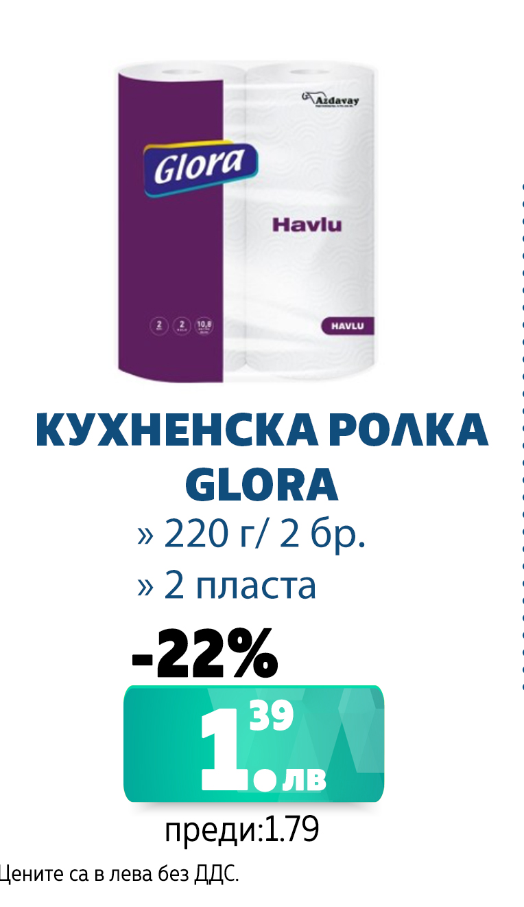 КУХНЕНСКА РОЛКА GLORA 2БР БЯЛА