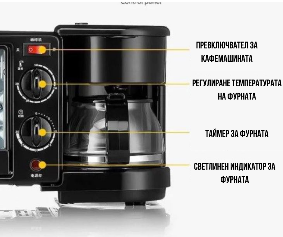 печка, тостер, фурна, 3в1, печене, готвене, пържене, кафе, кафемашина