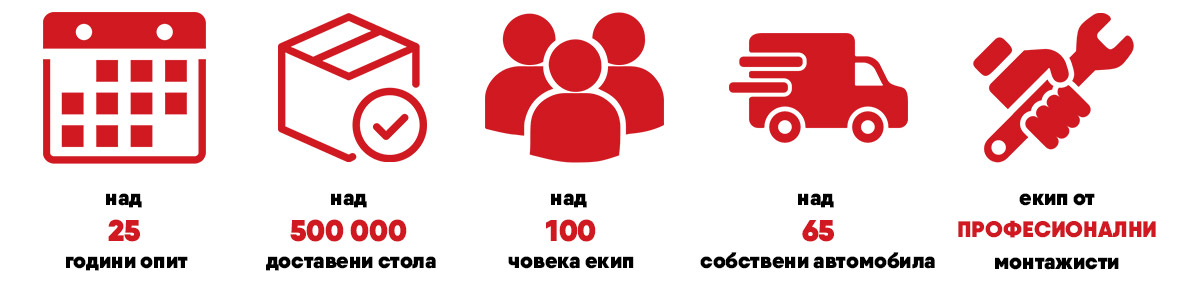 Над 25 години опит в доставката на столове. 